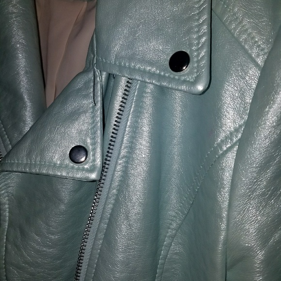 RAD Metallic Mint Pleather Moto Jacket - Picture 3 of 4
